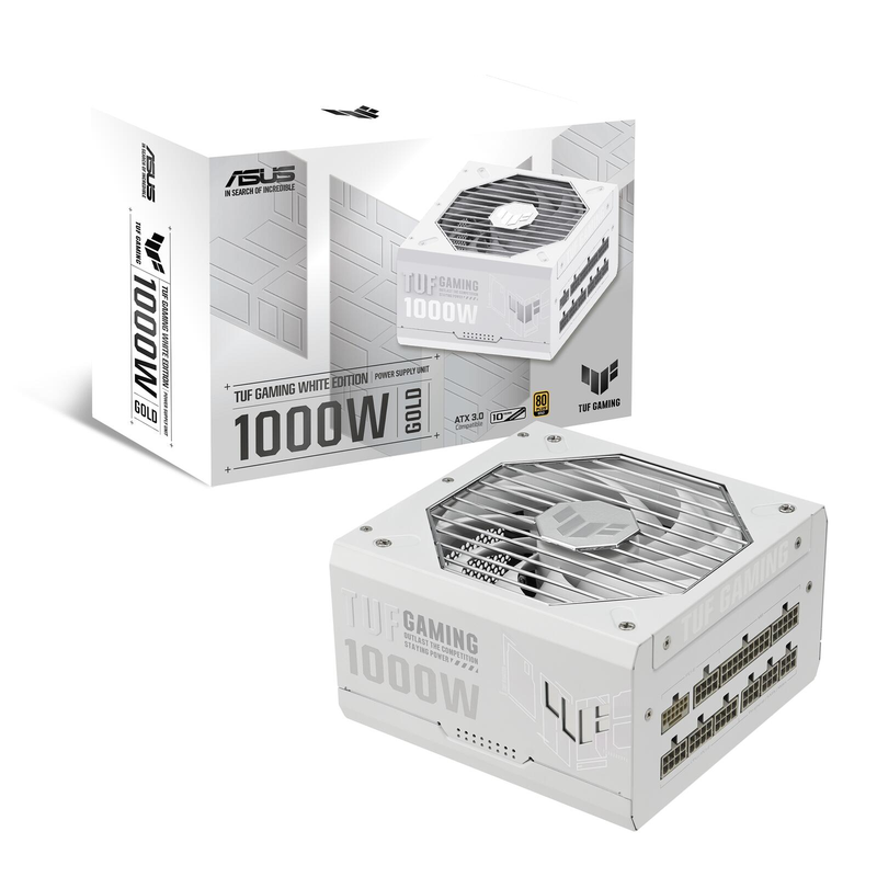 ASUS TUF GAMING 1000G - Blanc - Alimentation - 1000 Watts - 135 mm - ATX 3.1 - Certifié 80 Plus Gold