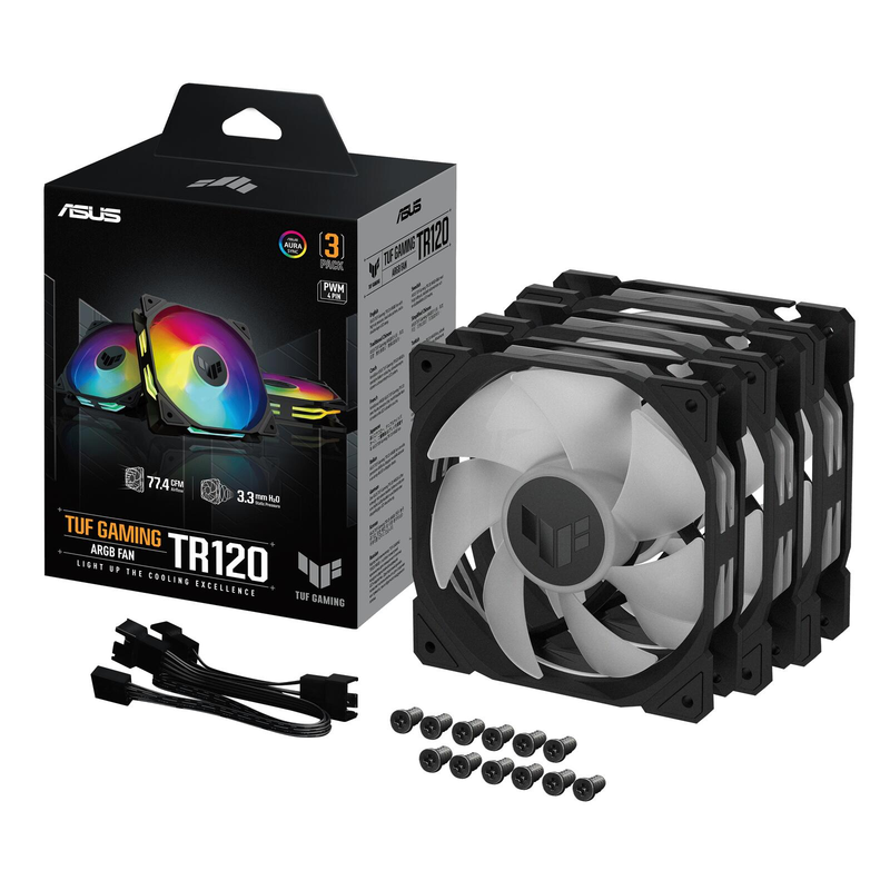 Ventilateur de boîtier ASUS TUF Gaming TR120 ARGB Standard Blade noir 3-en-1