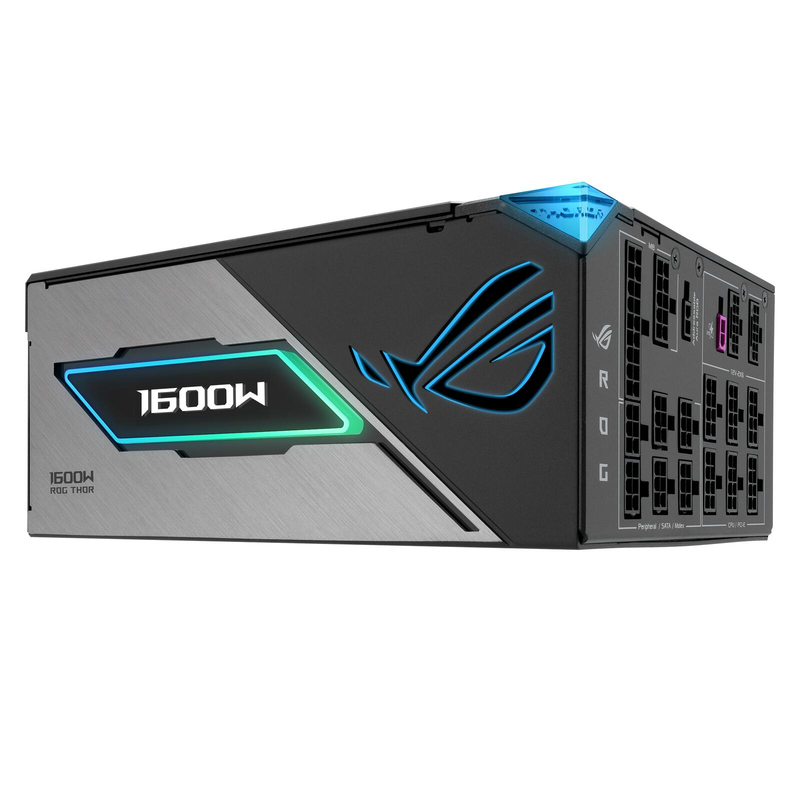 ASUS ROG THOR 1600W Titanium III Alimentation PC Gaming GaN-MOSFET, stabilisateur de tension intelligent "GPU-First", écran OLED magnétique, compatible ATX 3.1, prêt PCIe 5.0