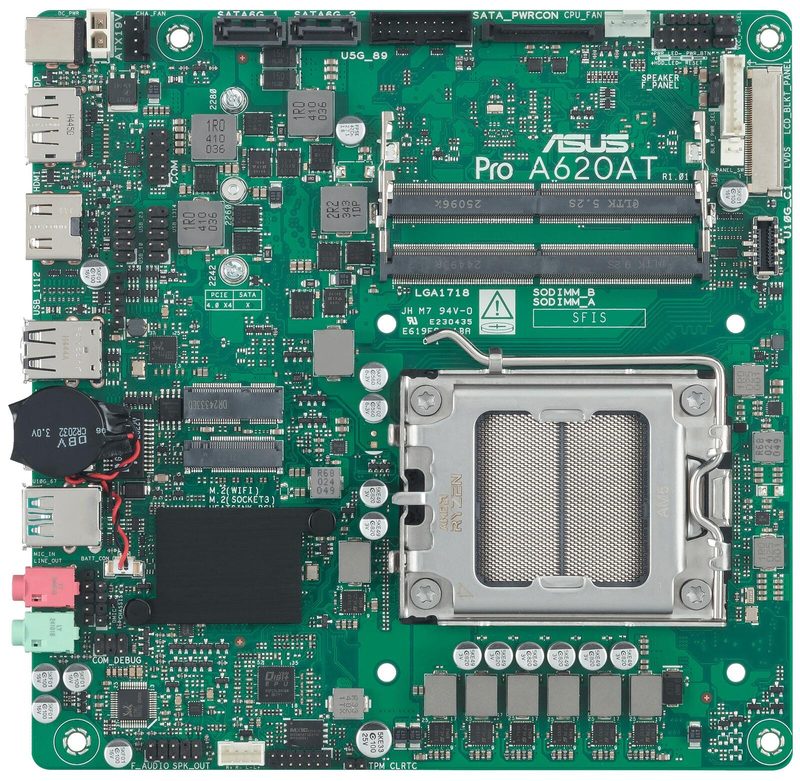 Carte mère ASUS PRO A620AT-CSM AMD AM5, Thin mini-ITX, Ryzen 9000, DDR5 SO-DIMM, PCIe 4.0