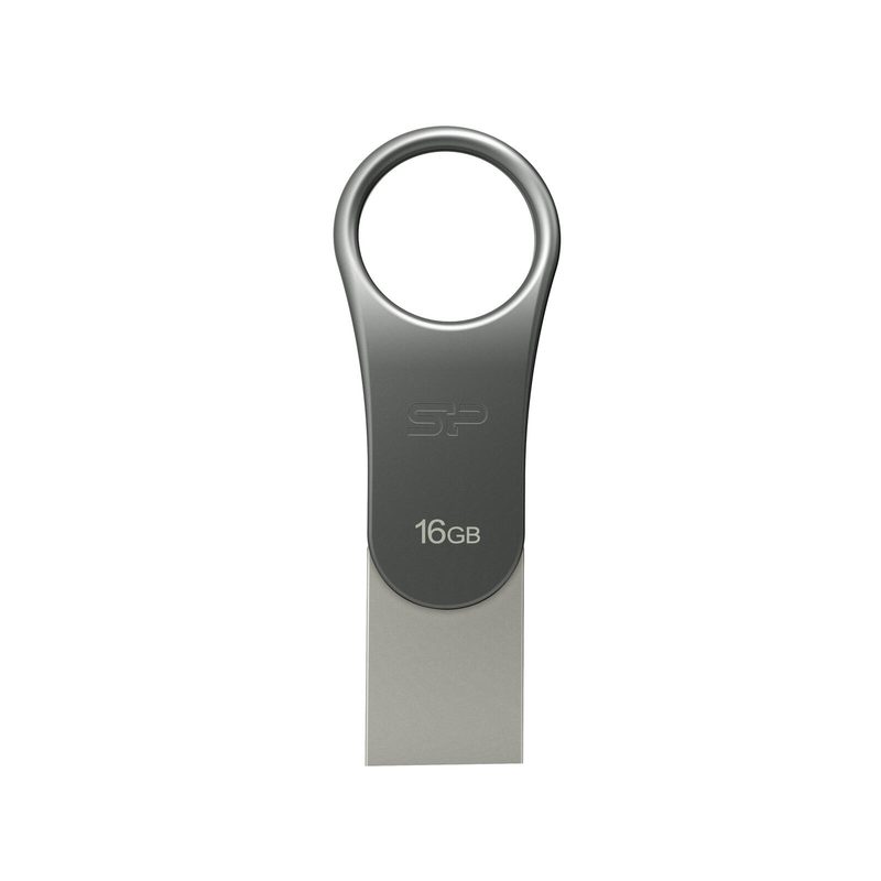 Clé USB Silicon Power Mobile C80 16 Go USB Type-A / USB Type-C 3.2 Gen 1 (3.1 Gen 1), Titane