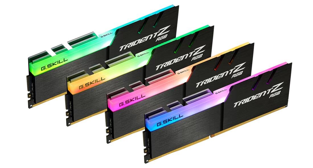 Kit de mémoire vive G.Skill Trident Z RGB AMD 32 Go (4x 8 Go) DDR4 3200 MHz noir 4x 8 Go CL16 (16-18-18-38) non tamponné pour PC de bureau