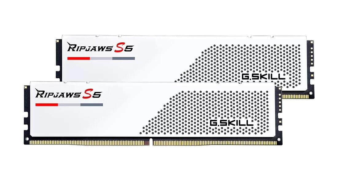 G.Skill Ripjaws S5 Mémoire vive DDR5 Intel 32 Go (2x 16 Go) Kit 6000 MHz blanc 2x 16 Go CL30 (30-40-40-96) unbuffered PC de bureau F5-6000J3040F16GX2-RS5W