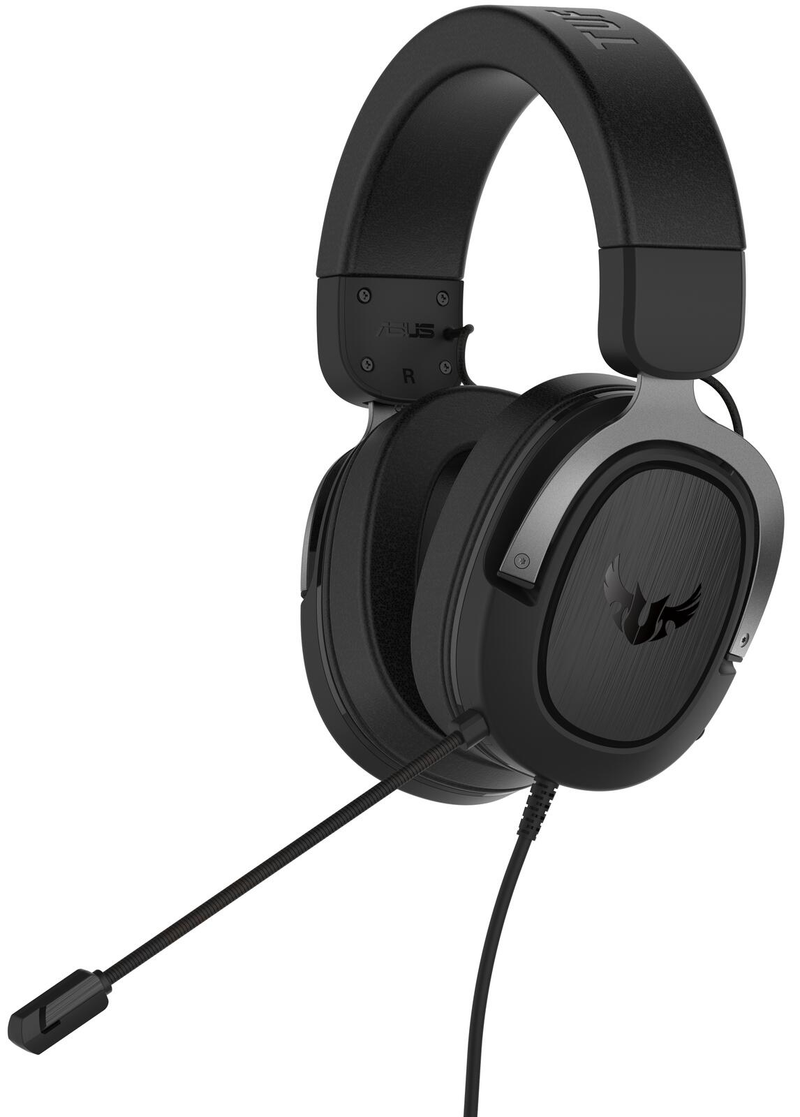 Casque gaming ASUS TUF Gaming H3, noir / métal couleur canon, filaire, léger, 50 mm, audio haute résolution, son surround 7.1