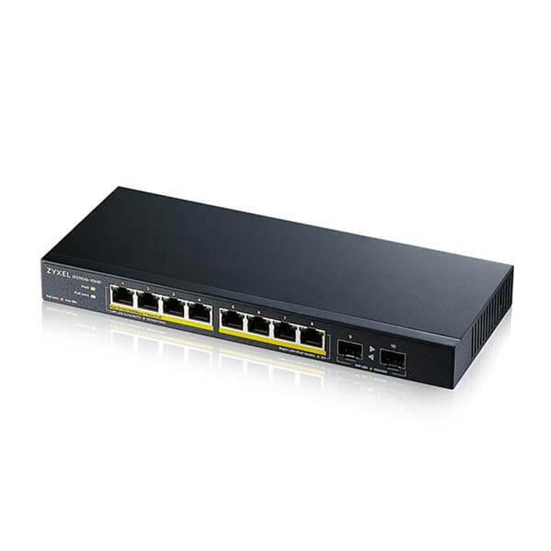Switch Zyxel GS1100-10HP v2 10 ports non géré PoE+ 8x 100/1000 Mbps, 2x SFP Gigabit, 120W PoE+