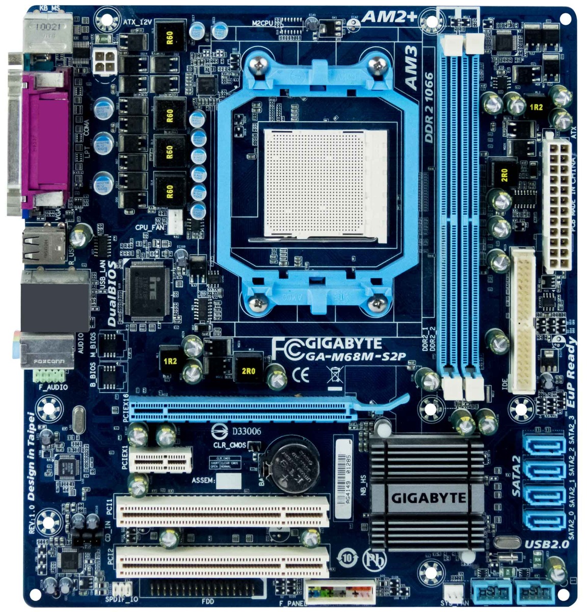 GIGABYTE GA-M68M-S2P Socket AM2 DDR2 PCIe PCI microATX