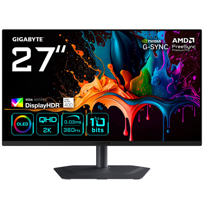 Écran gaming GIGABYTE MO27Q3 27" QHD, 360Hz, QD-OLED, FreeSync Premium Pro