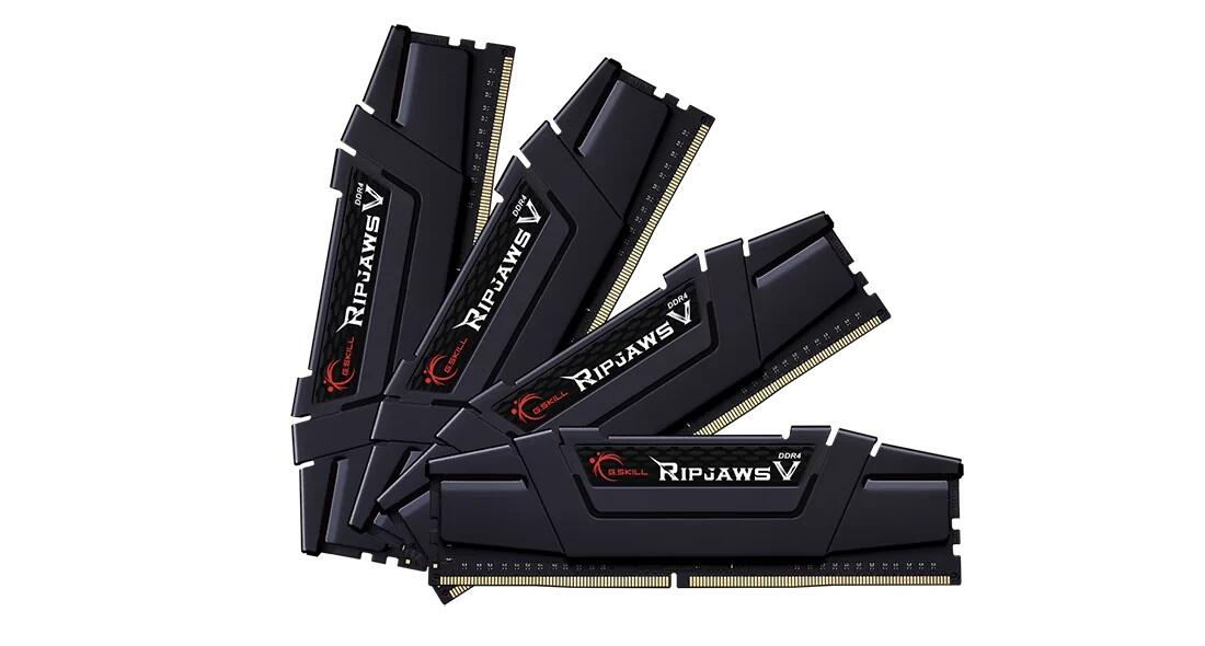 G.Skill Ripjaws V Intel 64 Go (4x 16 Go) Kit DDR4 3200 MHz noir 4x16 Go, CL16 (16-18-18-38) mémoire vive non bufferisée pour PC de bureau F4-3200C16Q-64GVK