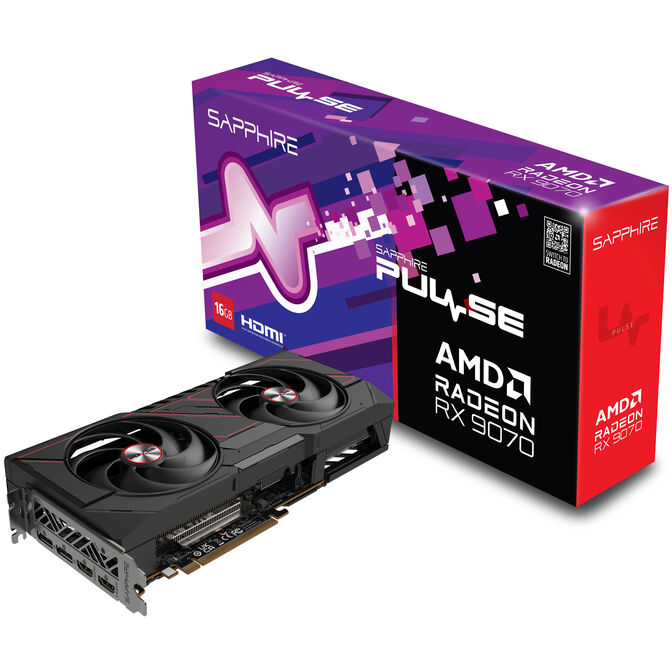 Carte graphique Sapphire Pulse Radeon RX 9070, 16384 Mo GDDR6