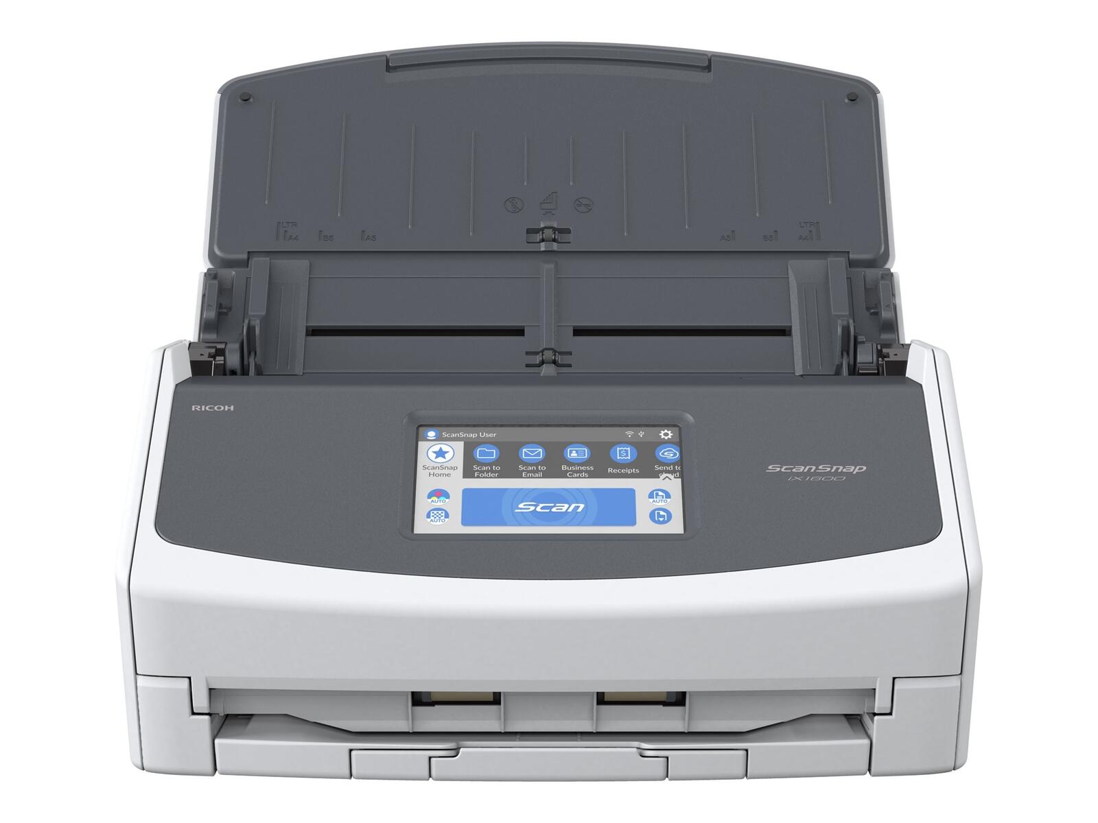 RICOH ScanSnap iX1600 (blanc) Scanner de documents A4, 600 x 600 ppp, USB, WLAN, recto-verso, ADF, écran tactile 4,3 pouces