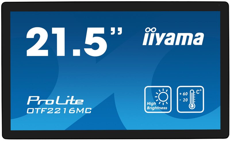 Moniteur tactile iiYAMA ProLite OTF2216MC-B1 54,6 cm (21,5 pouces) Full HD, écran VA, VGA, HDMI, DisplayPort, IP65