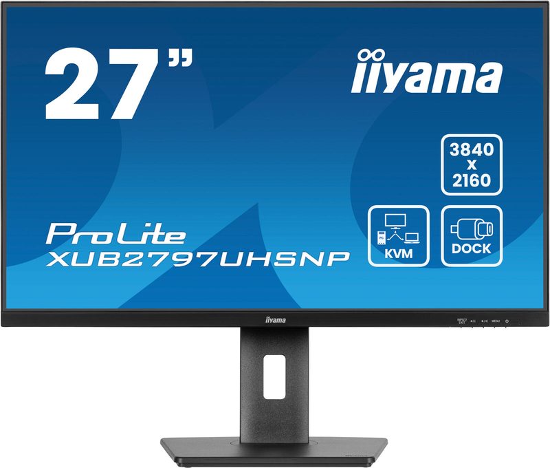 Écran iiyama ProLite XUB2797UHSNP-B1 68,6 cm (27 pouces) 4K UHD, IPS, 4 ms, 60 Hz, KVM switch, FlickerFree, Inclinable, Pivotant, Orientable