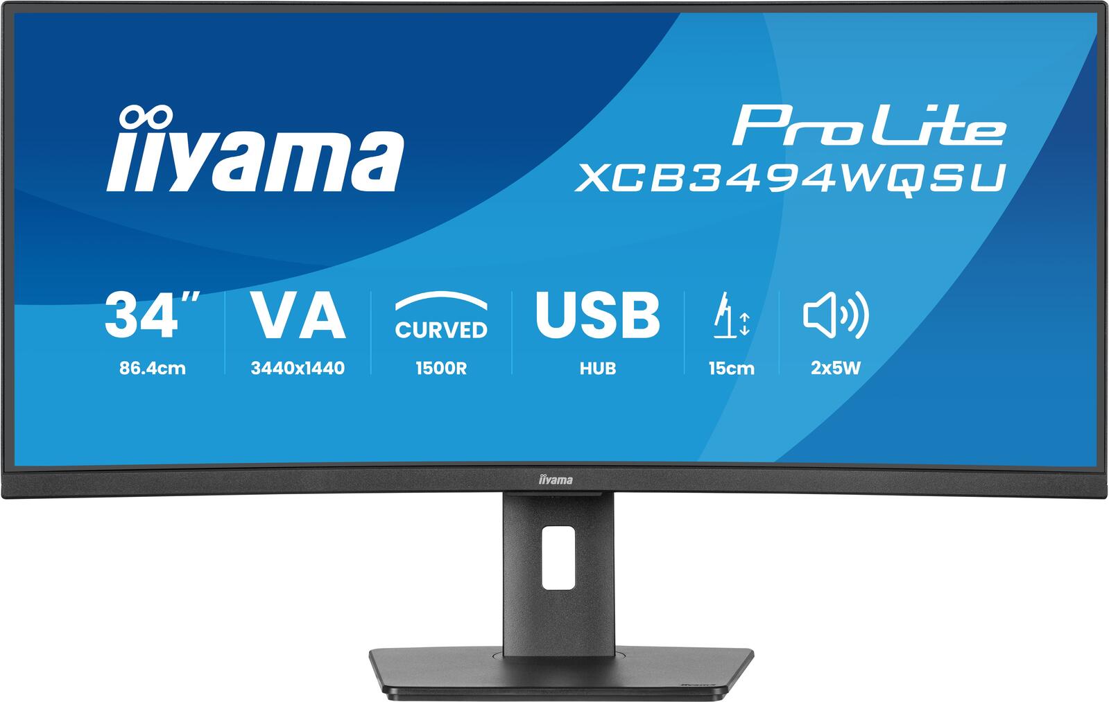 Écran incurvé iiyama ProLite XCB3494WQSU-B1 (34 pouces) UWQHD, VA, 0,4 ms, HDMI, DisplayPort, hub USB, 120 Hz, FreeSync Premium