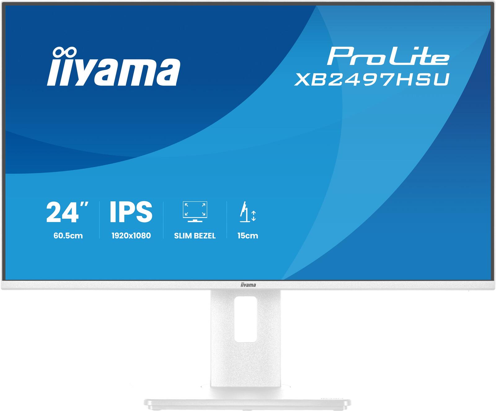 Écran iiyama ProLite XB2497HSU-W1 60,5 cm (24") blanc Full HD, IPS, 4 ms, 120 Hz, HDMI, DisplayPort, hub USB, haut-parleurs, réglable en hauteur, pivot