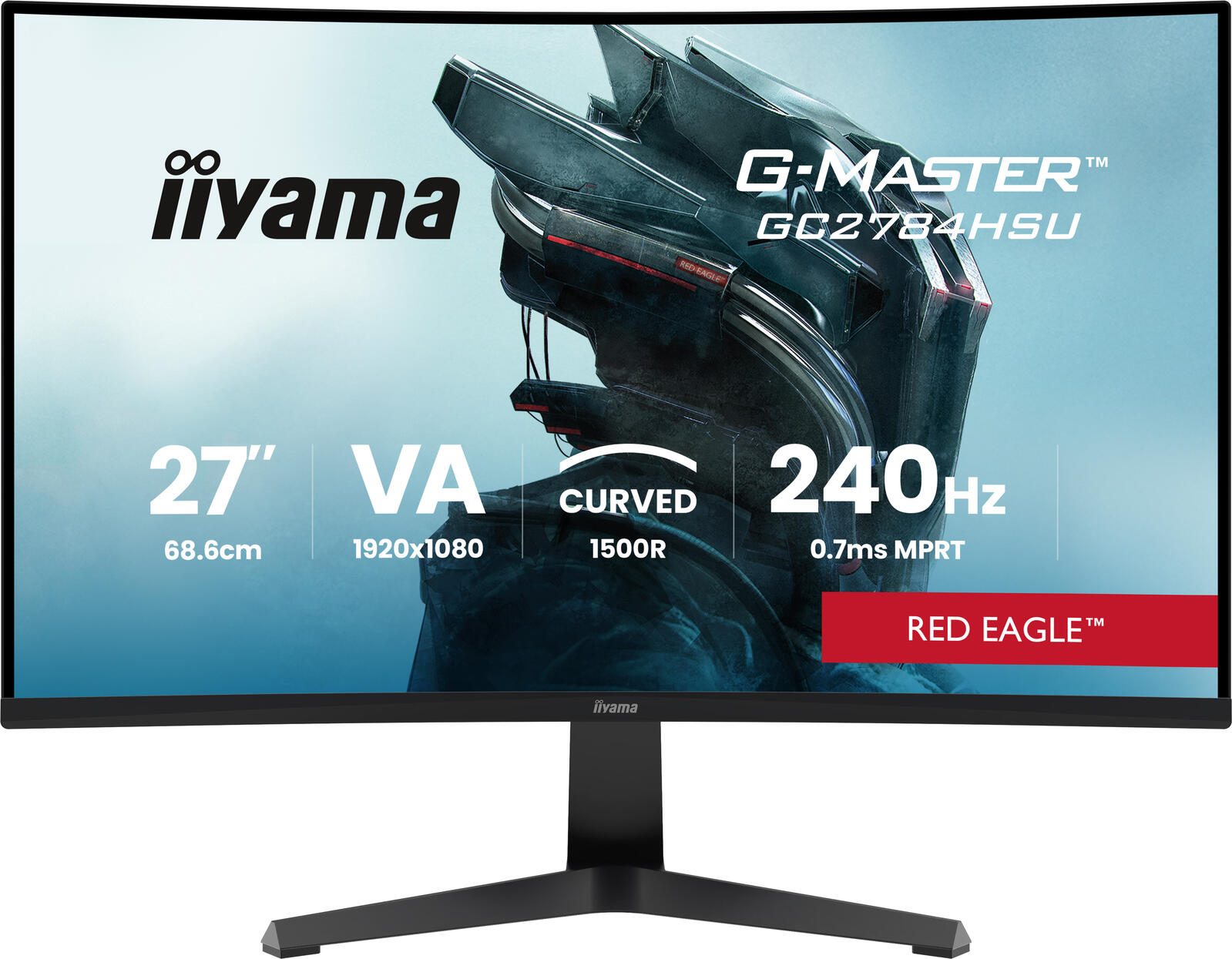 Moniteur gaming incurvé iiYama G-MASTER GC2784HSU-B1 68,6 cm (27") Full HD, VA, 0,7 ms, 240 Hz, HDMI, DisplayPort, hub USB
