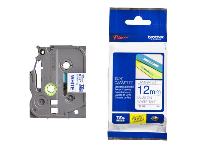 Ruban Brother Original P-Touch bleu sur blanc (TZE-233)