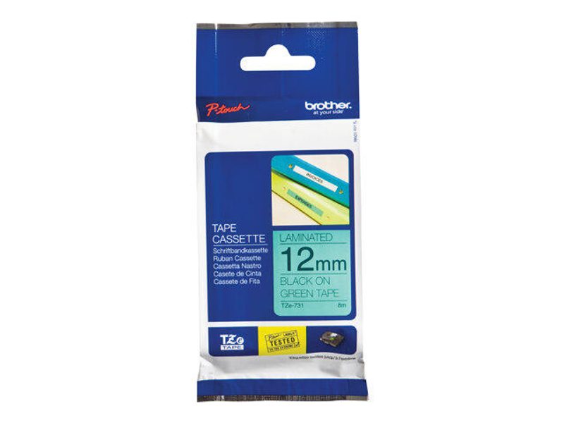 Ruban Brother Original P-Touch noir sur vert (TZE-731)