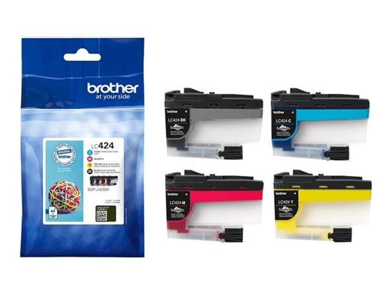 Cartouche d'encre Brother Original LC424VAL - Pack 4 couleurs (Noir, Jaune, Cyan, Magenta) - 3 000 pages