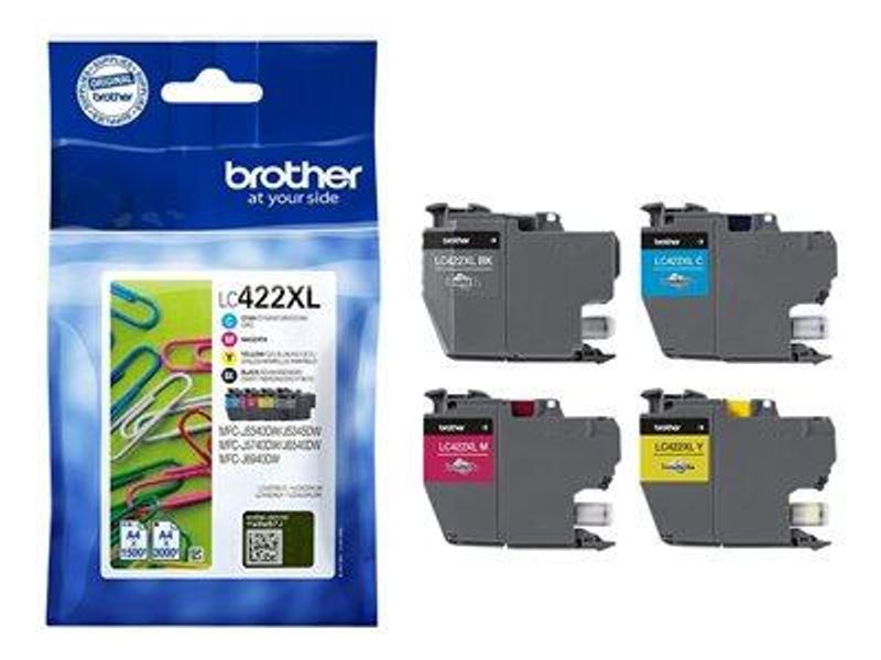 Cartouche d'encre Brother Original LC422XLVAL - Multipack 4 couleurs 7 500 pages cyan, magenta, jaune, noir