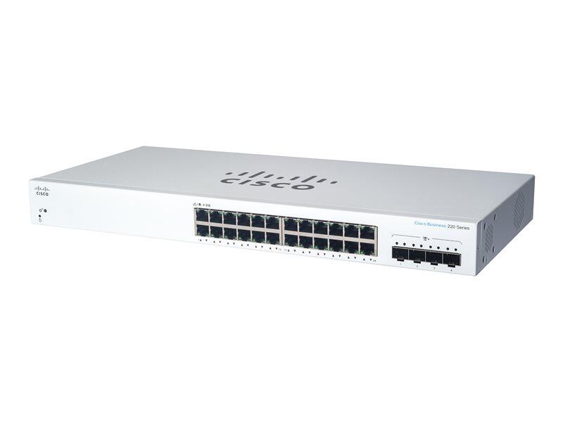 Commutateur Cisco Business Série 220 - 28 ports 1/10GbE managed L2 intelligent 24x 1GbE + 4x 10GbE SFP CBS220-24T-4X-EU