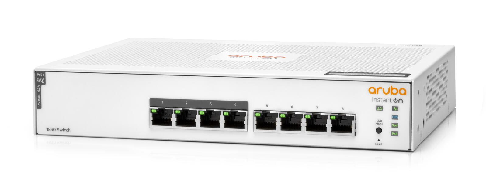 HPE Networking Instant On 1830 8G 4p PoE 65W Switch Classe 4 EU sans ventilateur 0dB 8 ports RJ-45 10/100/1000 JL811A