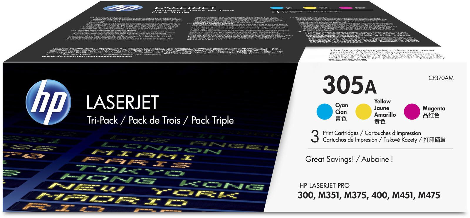 HP Original 305A Toner - 3er Multipack (CF370AM) cyan, magenta, jaune