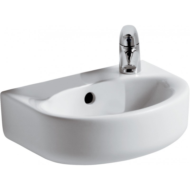 Lavabo mural Connect Arc Ideal Standard, 1 trou de robinetterie avec trop-plein 350x260x155mm, Blanc