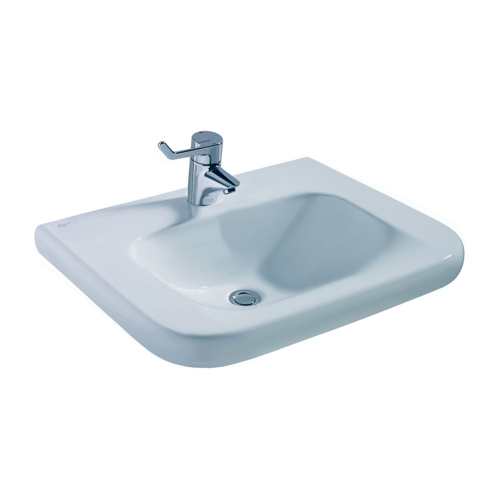 Ideal Standard Lavabo Contour 21, 1 trou de robinetterie, sans trop-plein, sous-face accessible, 650x555x175 mm, Blanc