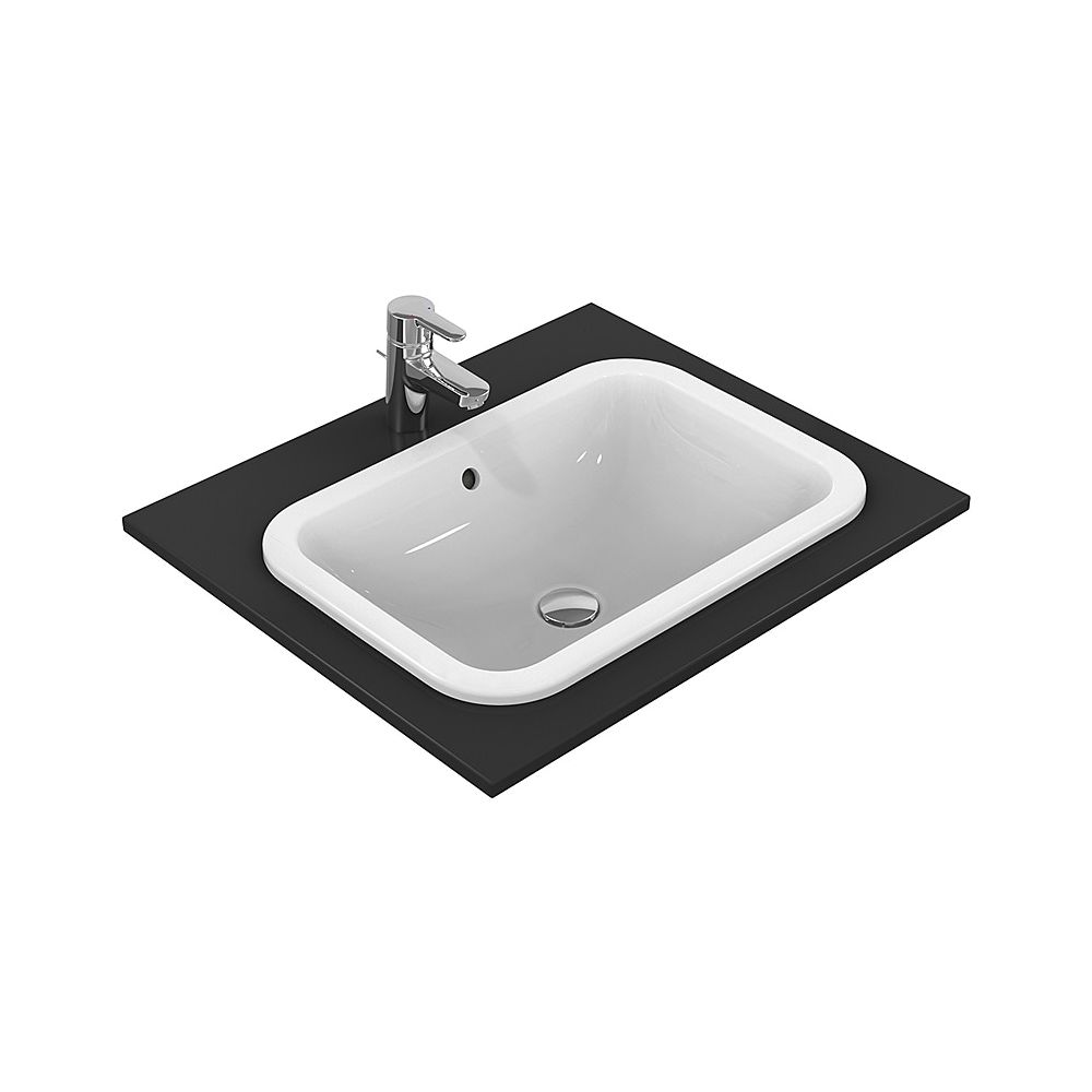 Ideal Standard lavabo encastrable Connect, rectangulaire, sans trou de robinetterie avec trop-plein 580x410x175 mm, blanc