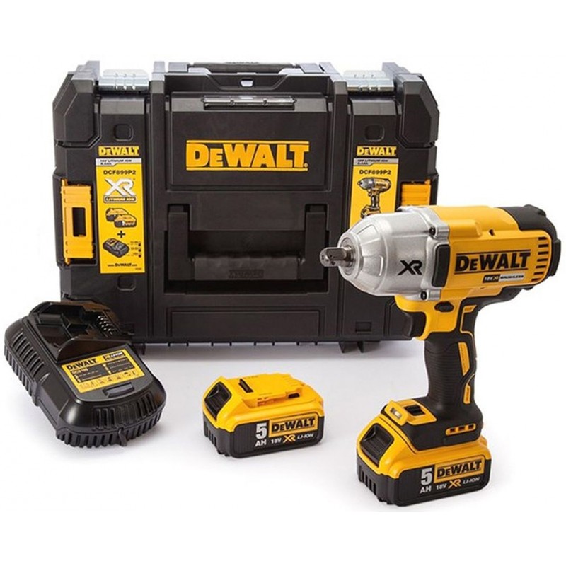 Perceuse-visseuse à percussion sans fil DEWALT 18V DCF899P2-QW avec 2 batteries 5,0 Ah et chargeur dans T-STAK