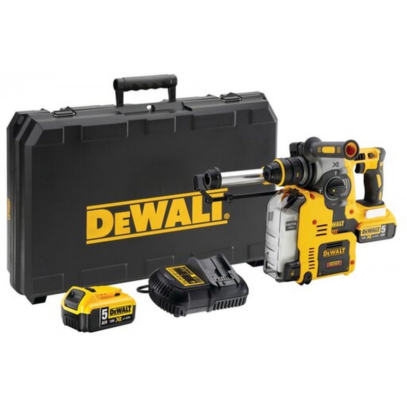 DeWALT DCH275P2-QW Marteau perforateur combiné avec aspiration SDS-Plus XR (2,1J/18V/2x5,0Ah)
