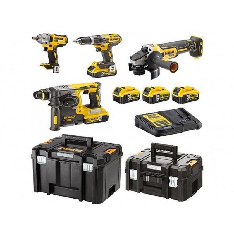 Set d'outils sans fil DeWALT DCK428P3T-QW (DCD796 + DCH273 + DCG405 + DCF894 + 3x 18V/5,0Ah) 2xTstak