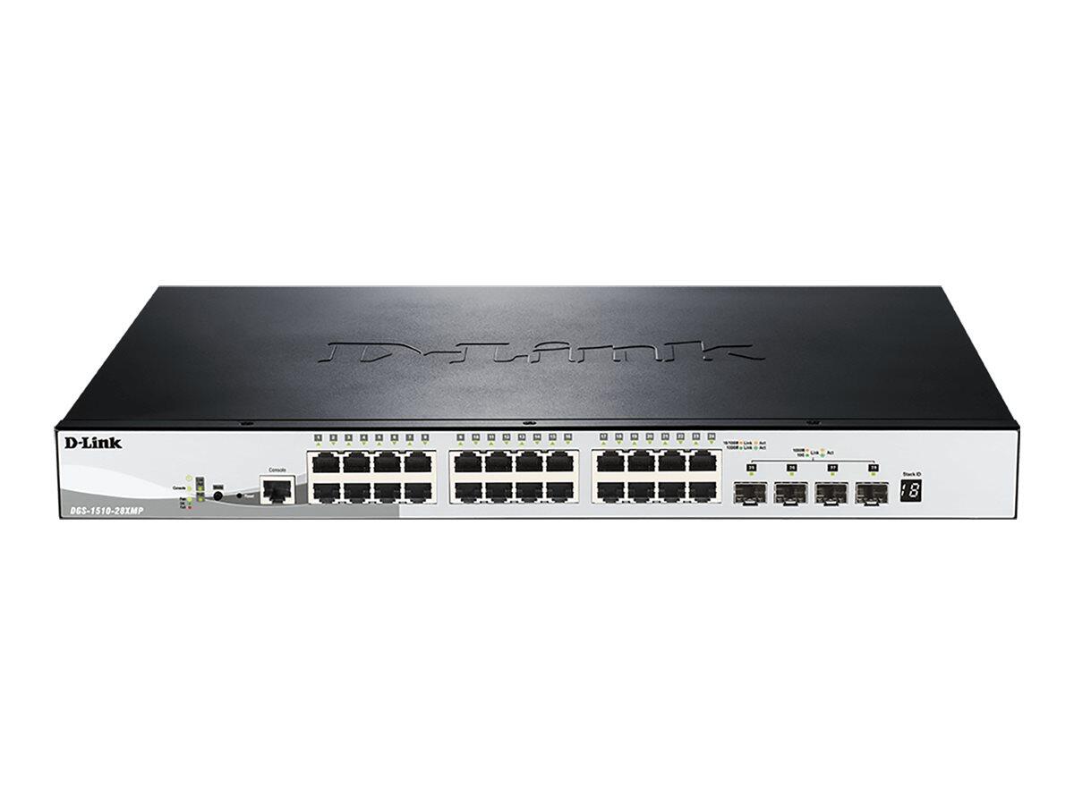 D-Link DGS-1510-28XMP/E, commutateur empilable intelligent géré PoE+ Gigabit 28 ports