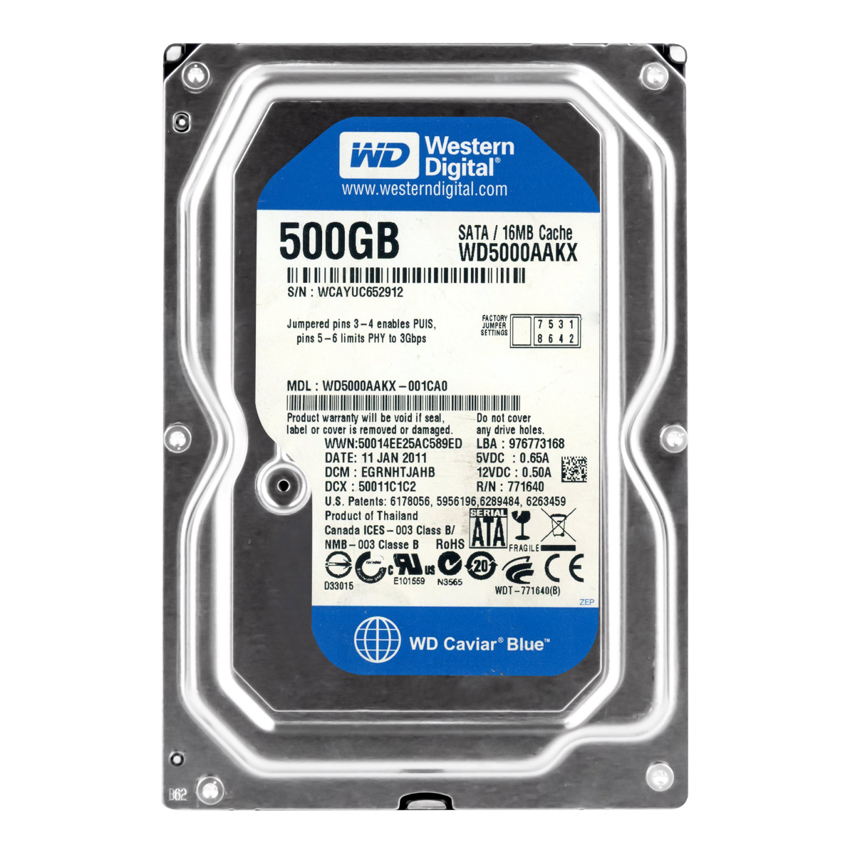 WD BLUE 500 Go 7,2K 16 Mo SATA III WD5000AAKX