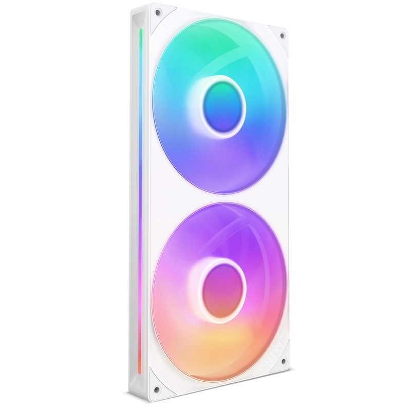 NZXT F280 RGB Core - Ventilateur de boîtier RGB, Blanc 280 mm, 8 LEDs par ventilateur, Contrôleur RGB