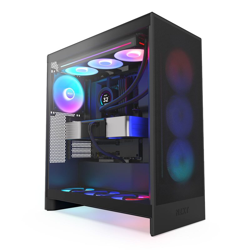 BOÎTIER PC NZXT H7 FLOW RGB MID-TOWER, NOIR, FENÊTRE EN VERRE, AIRFLOW, RGB F360, CM-H72FB-R1