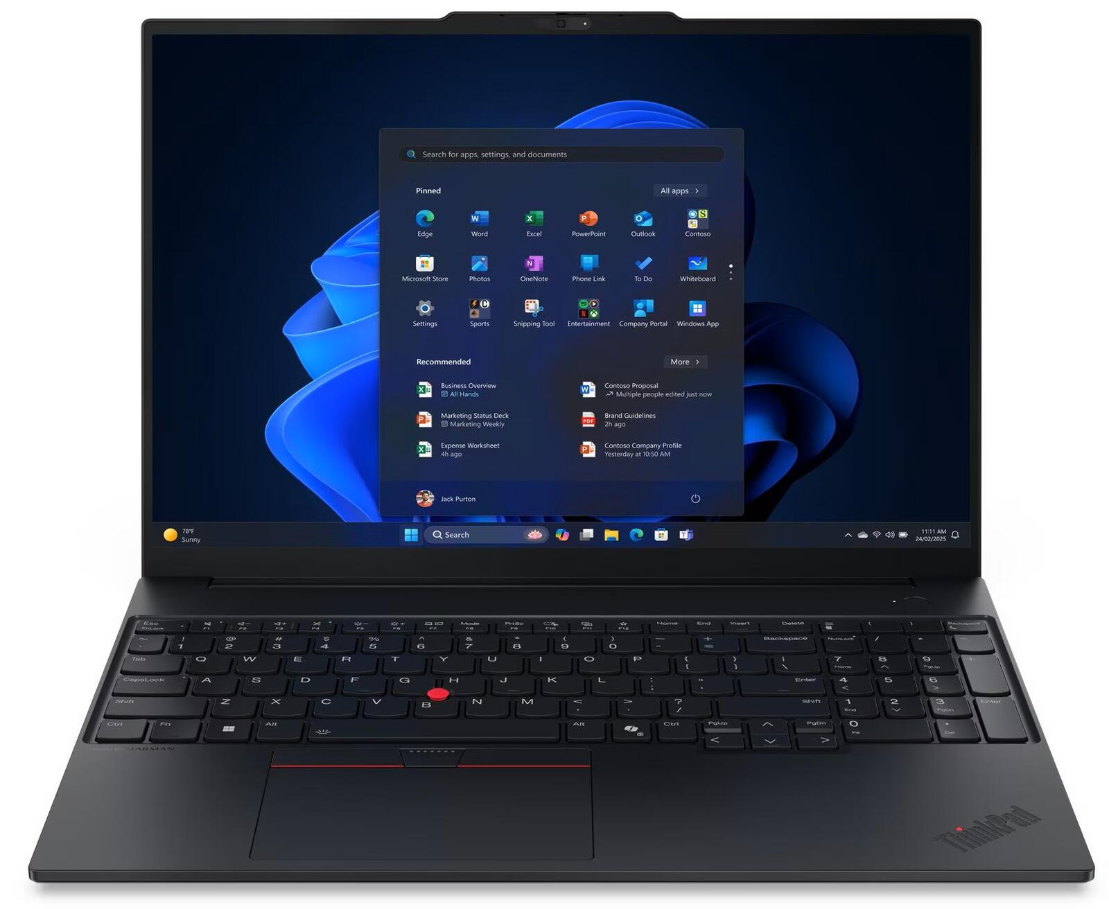 Ordinateur portable Lenovo ThinkPad E16 Gen 3 AMD Ryzen™ 7 Processeur 250 40,6 cm (16") 16 Go RAM, 512 Go SSD, WUXGA, AMD Radeon™ 780M, Windows 11 Pro