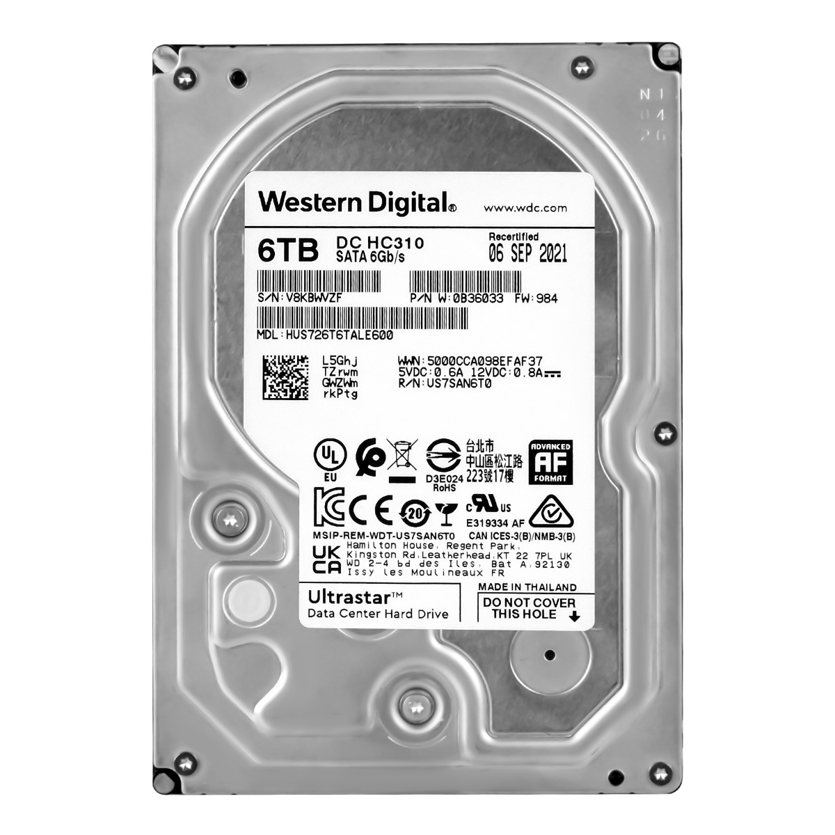 WD UltraStar DC HC310 6TB 7.2K 256MB SATA III 3.5'' HUS726T6TALE600