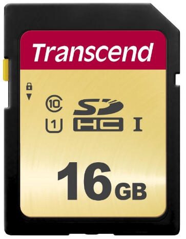 Carte mémoire Transcend SDC500S 16 Go SDHC, UHS-I, Class 1 (U1), noire