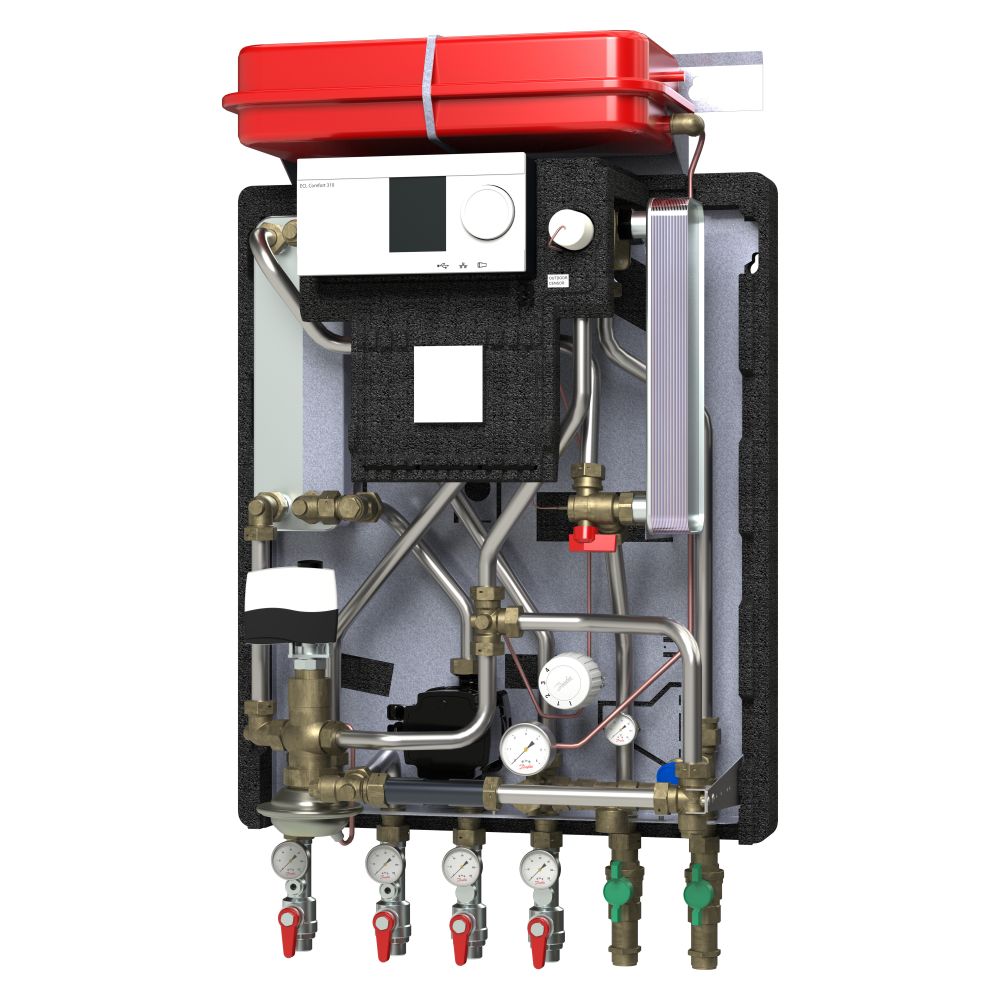 Danfoss Hausstation Akva Lux II VXe H3W1, puissance de chauffage 15 kW, puissance ECS 35 kW, avec A337, STW et StS