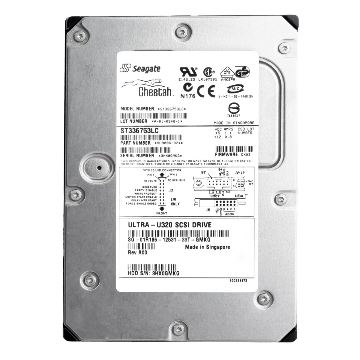 DELL 01R186 36 Go 15K SCSI U320 3,5'' ST336753LC