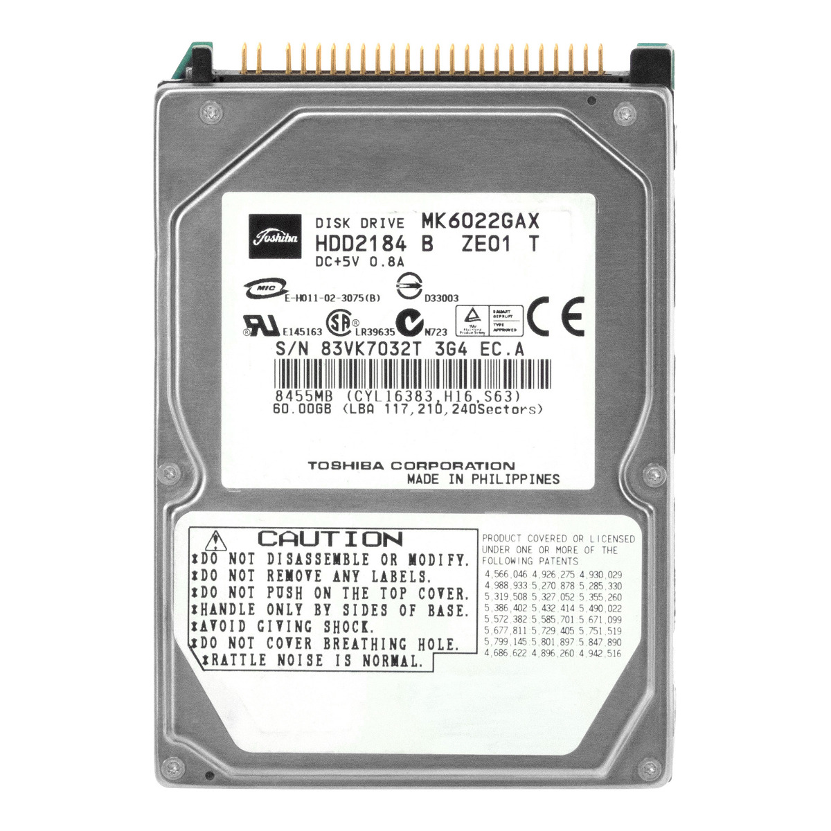 TOSHIBA 60 Go 5,4K 16 Mo ATA 2,5'' MK6022GAX