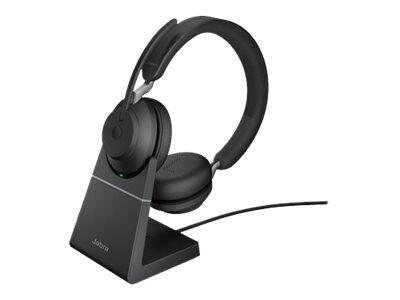 Casque Jabra Evolve2 65 UC stéréo sur-oreille noir Bluetooth, sans fil, USB-A, avec station de charge