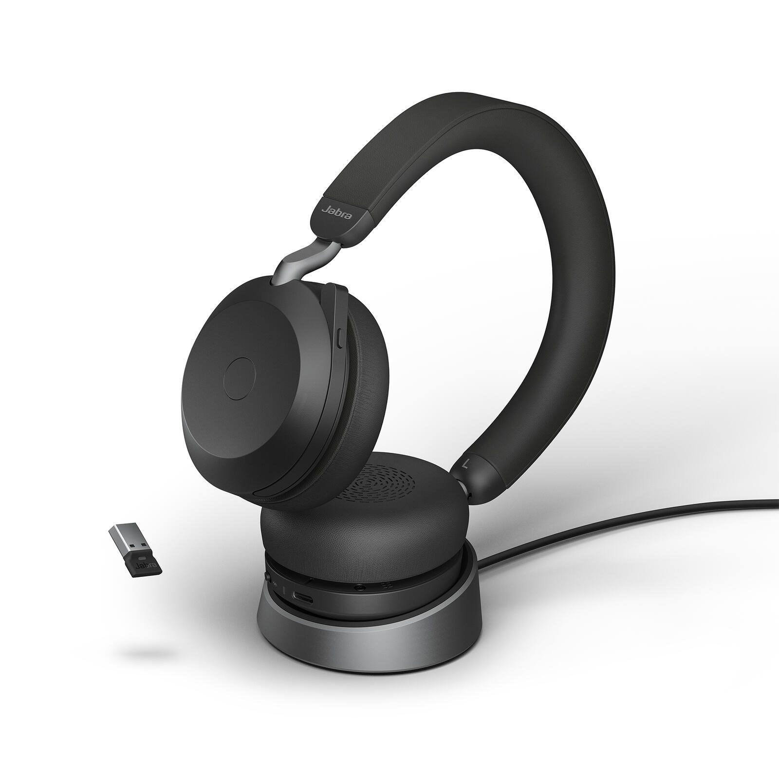 Jabra Evolve2 75 UC casque stéréo supra-auriculaire noir Bluetooth, sans fil, ANC, USB-A, station de charge