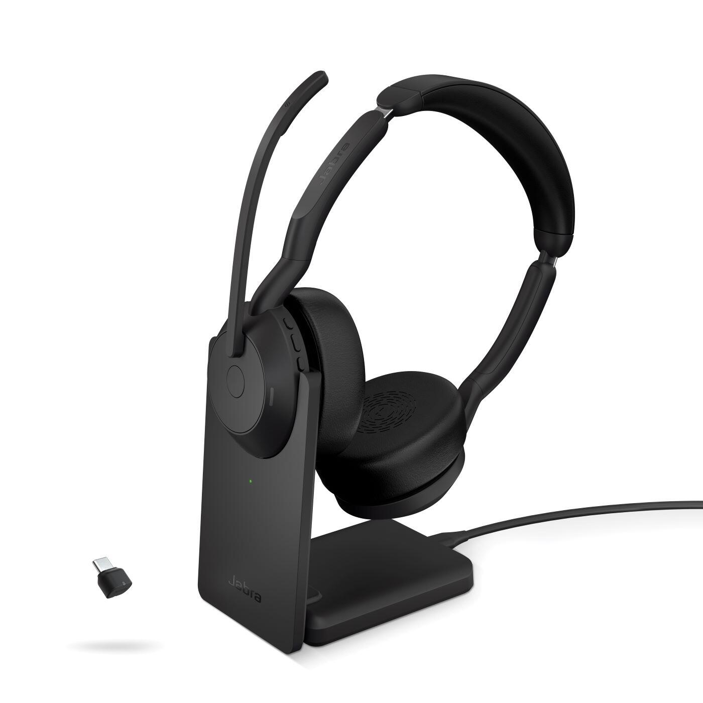 Casque Jabra Evolve2 55 UC stéréo On-Ear Bluetooth, sans fil, USB-C, avec station de charge