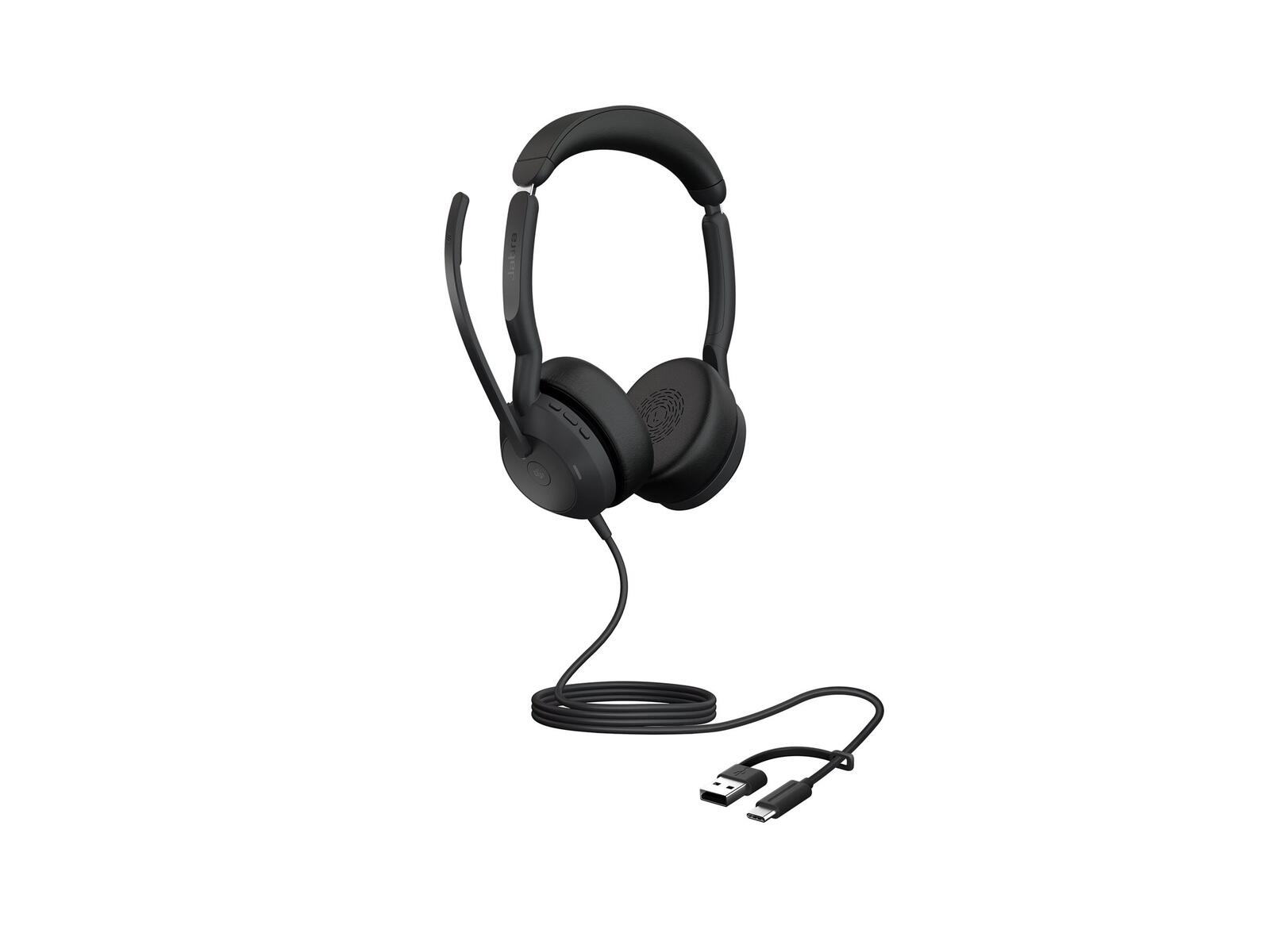 Casque Jabra Evolve2 50 MS stéréo filaire USB-C, USB-A, circum-auriculaire, sans Bluetooth, annulation de bruit