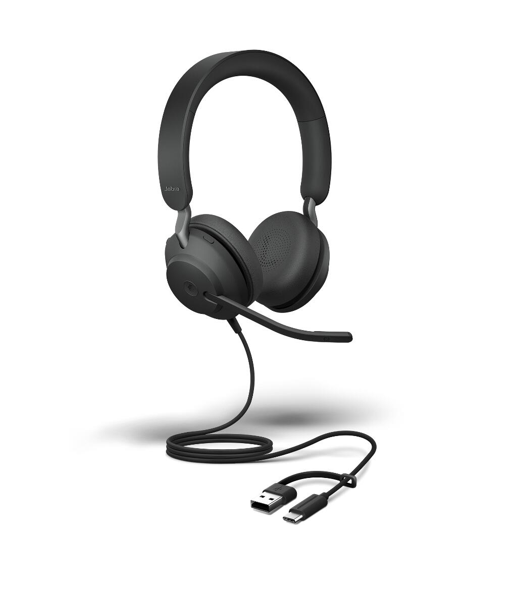 Casque Jabra Evolve2 40 SE UC Stéréo - On-Ear - USB-C avec adaptateur USB-A, filaire