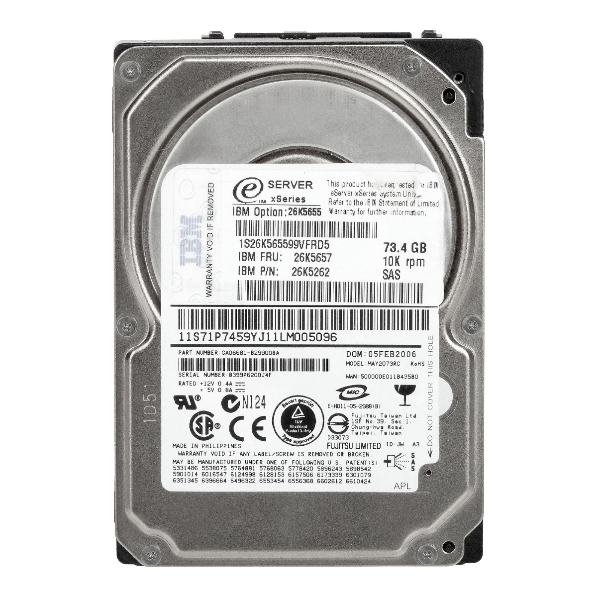 IBM 26K5657 26K5262 73 Go 10K 8 Mo SAS 2,5'' MAY2073RC