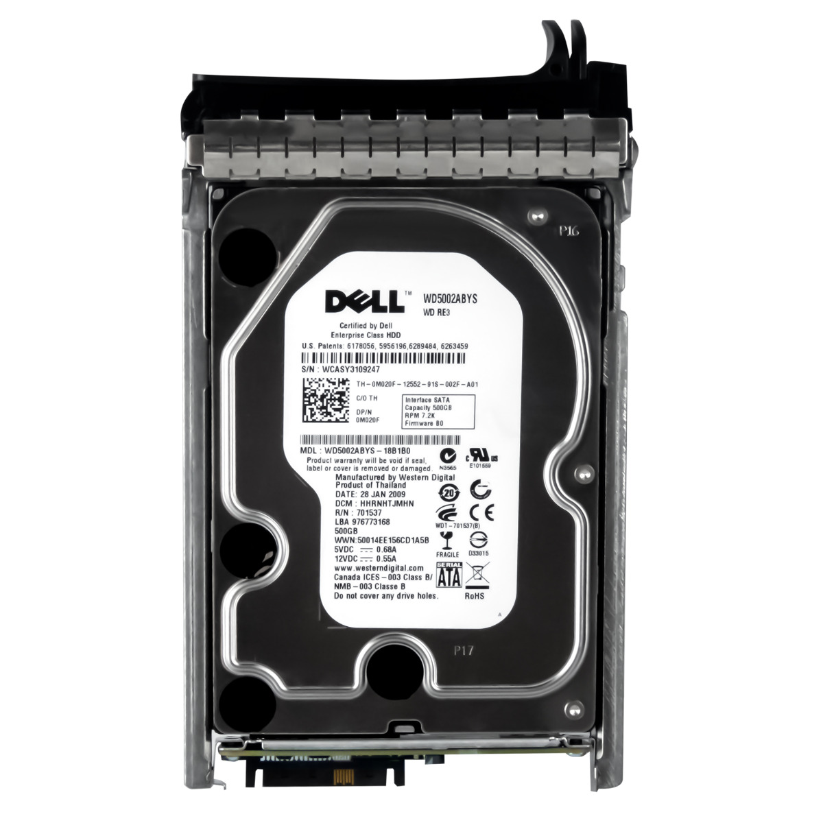 DELL 0M020F 500 Go 7 200 tr/min 16 Mo SAS 3,5'' WD5002ABYS