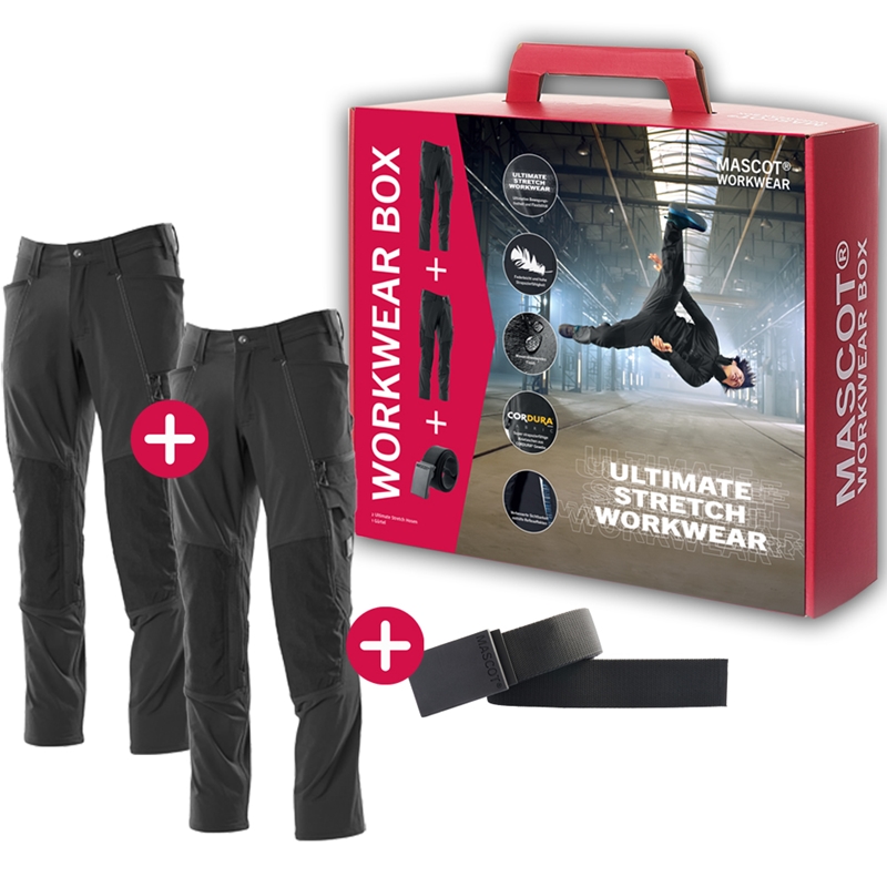 MASCOT Workwear Box incl. 2x ULTIMATE STRETCH pantalon de travail 18479 & CEINTURE GRATUITE
